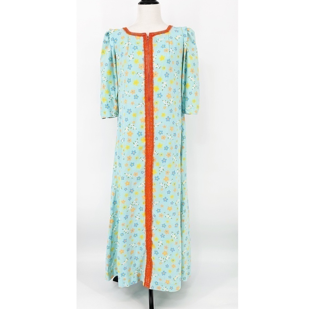 Vintage BETE INC Hawaiian Muumuu Zip Front